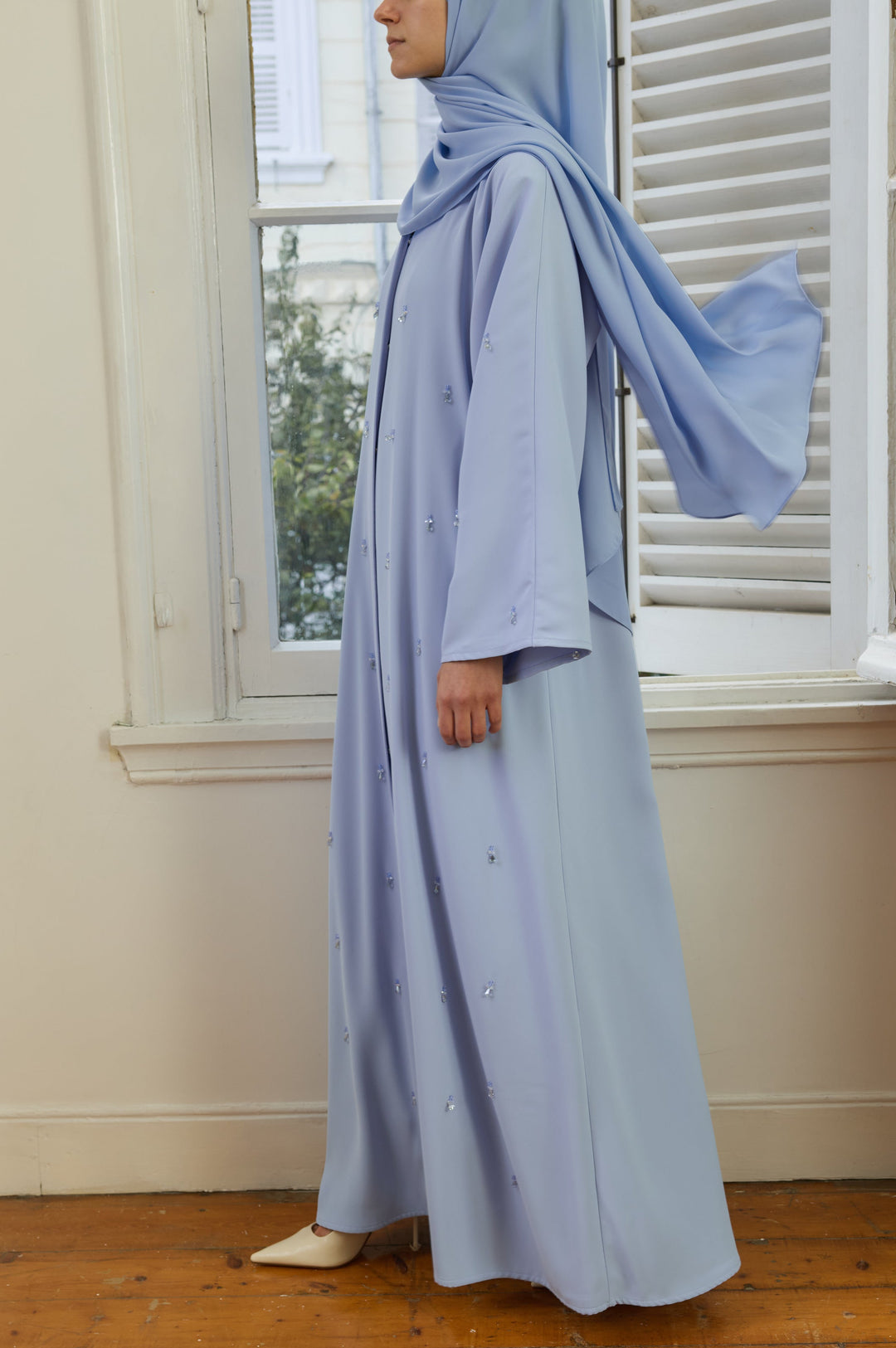 Buz Mavi Zambak Abaya &amp; Şal