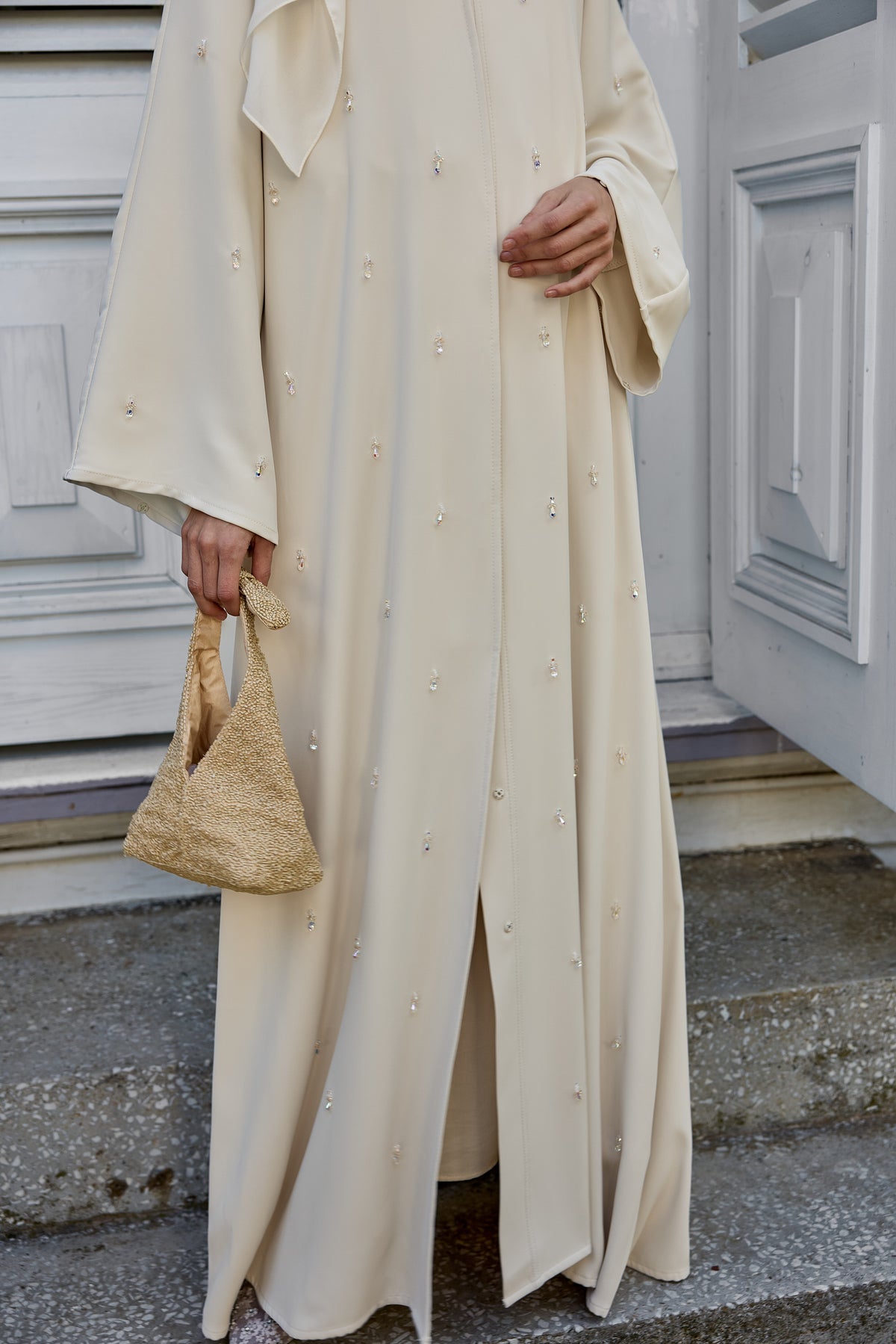 Krem Manolya Abaya & Şal