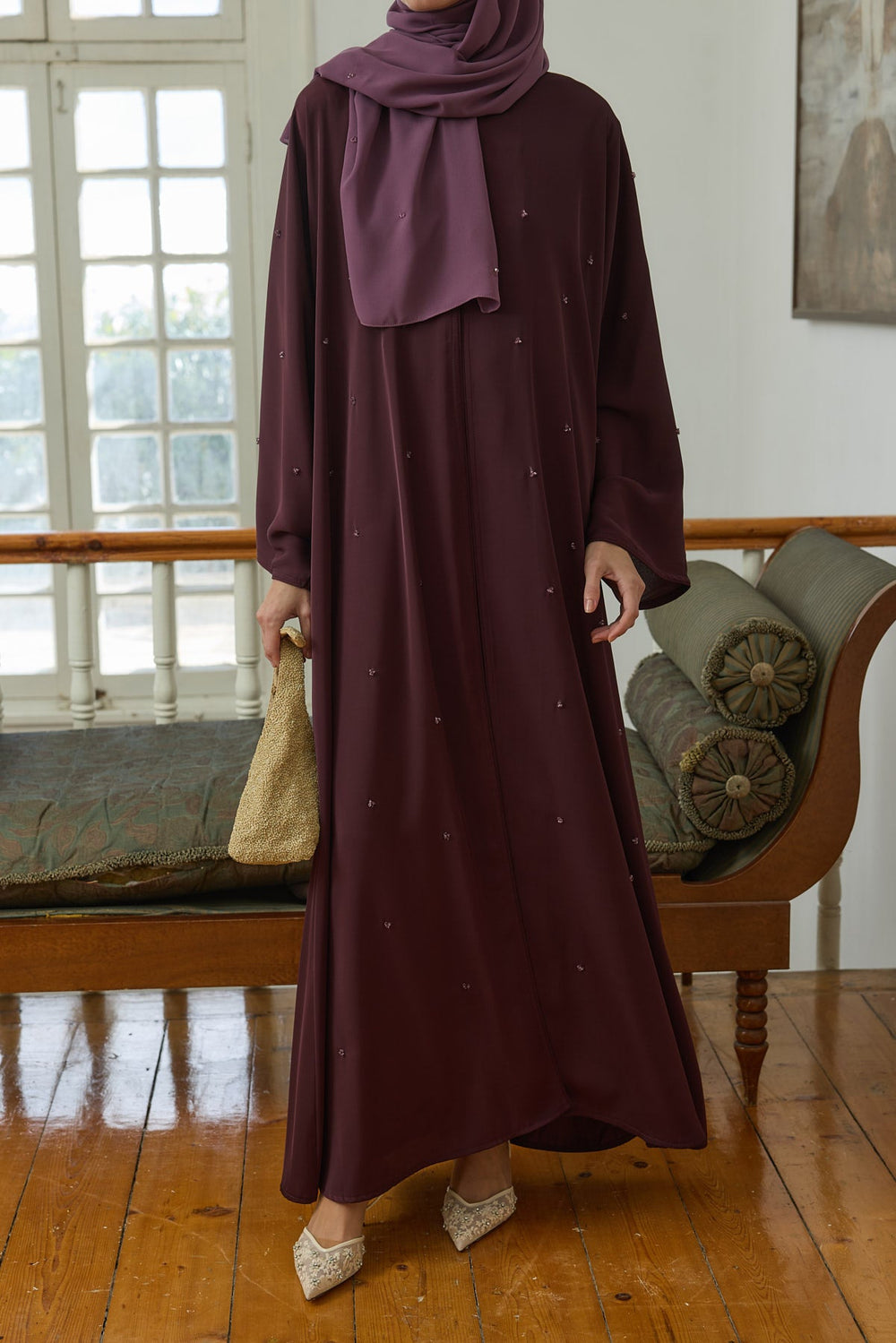 Dila Abaya Berry Luxury Hubab Abaya
