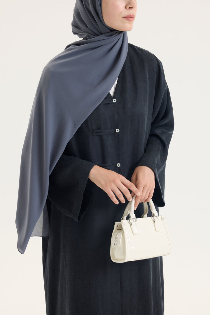 Brit Detaylı Siyah Kupra Abaya Hubab Abaya