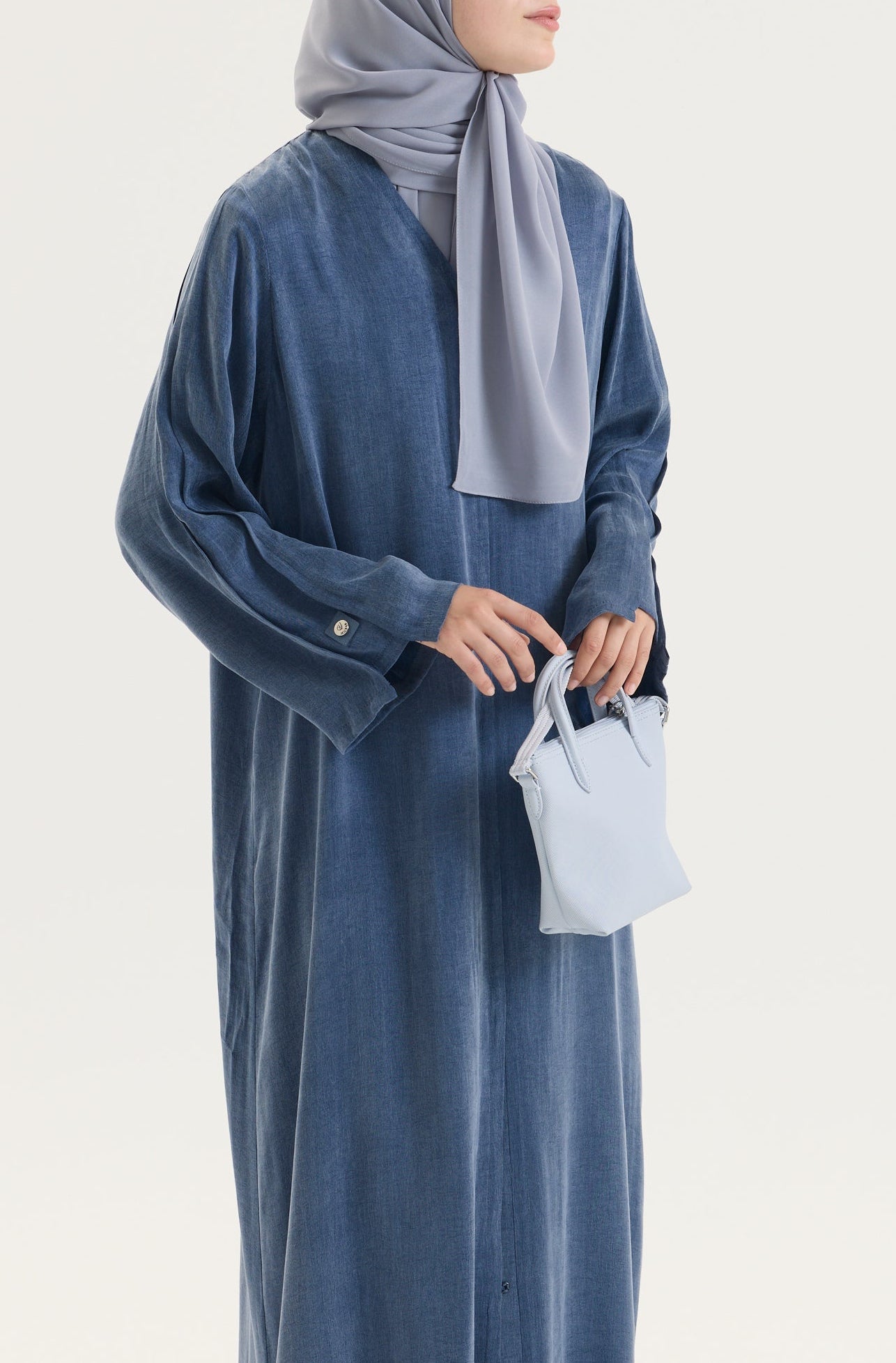 Açık gri Japon Şifon Şal Hubab Abaya