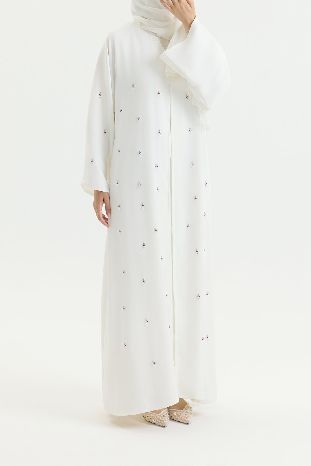 Beyaz Leylak Abaya &amp; Şal