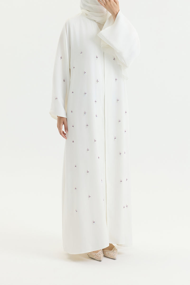 Beyaz Leylak Abaya &amp; Şal