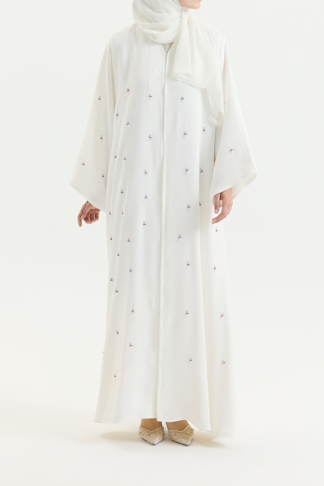 Beyaz Leylak Abaya &amp; Şal