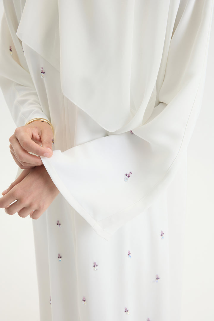 Beyaz Leylak Abaya &amp; Şal