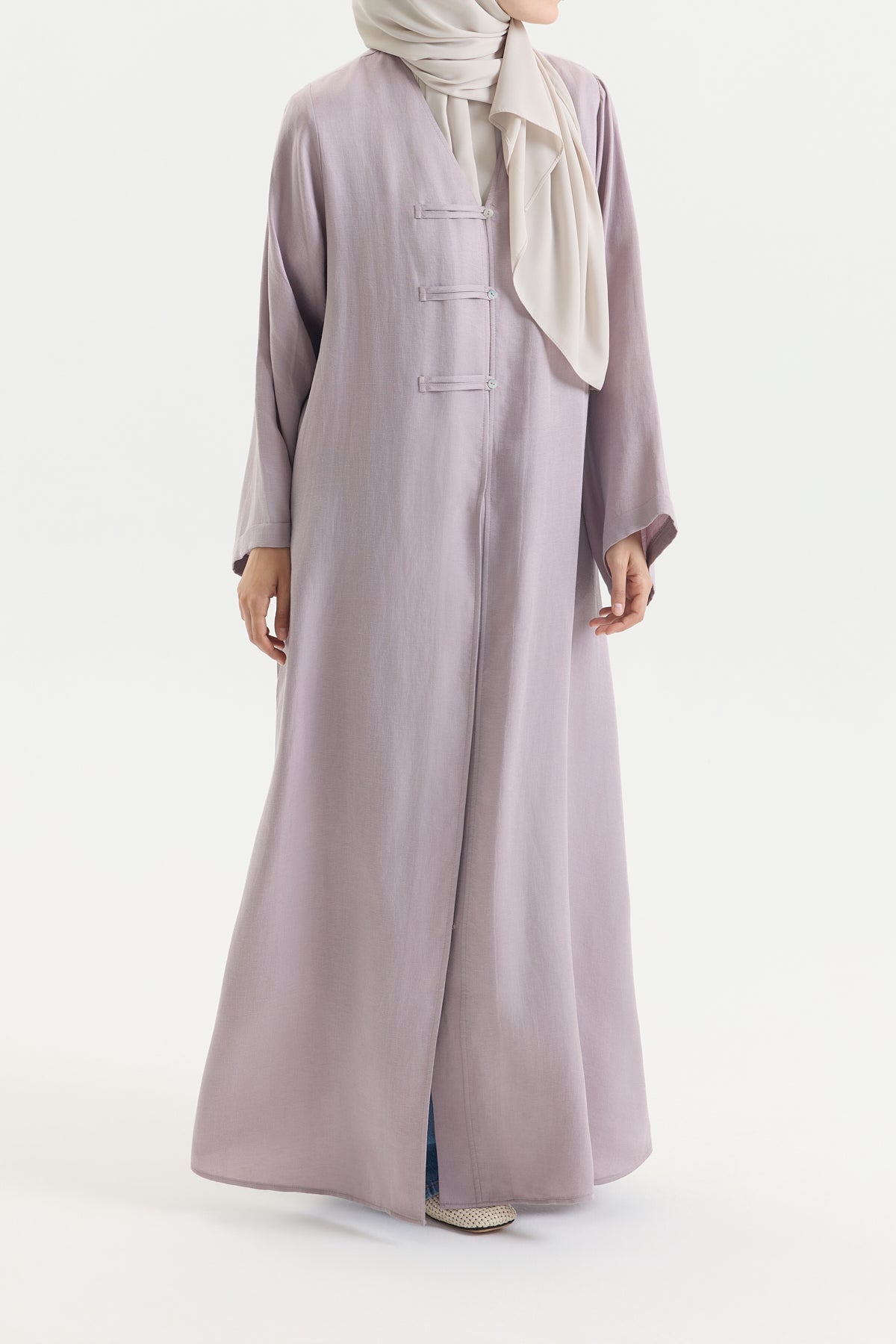 Brit Detaylı Gül Kurusu Kupra Abaya Hubab Abaya