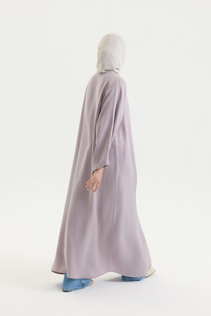 Brit Detaylı Gül Kurusu Kupra Abaya Hubab Abaya