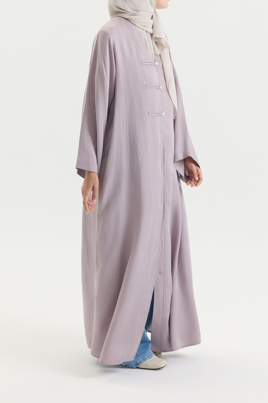 Brit Detaylı Gül Kurusu Kupra Abaya Hubab Abaya