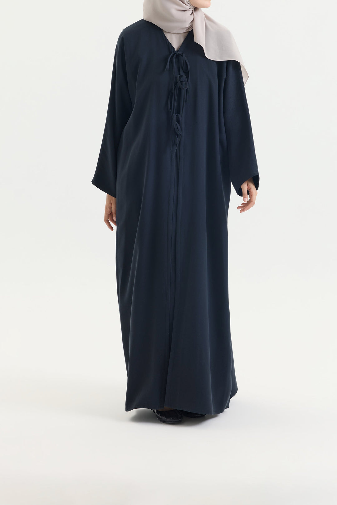Önden Bağlamalı Siyah Bow Abaya Hubab Abaya