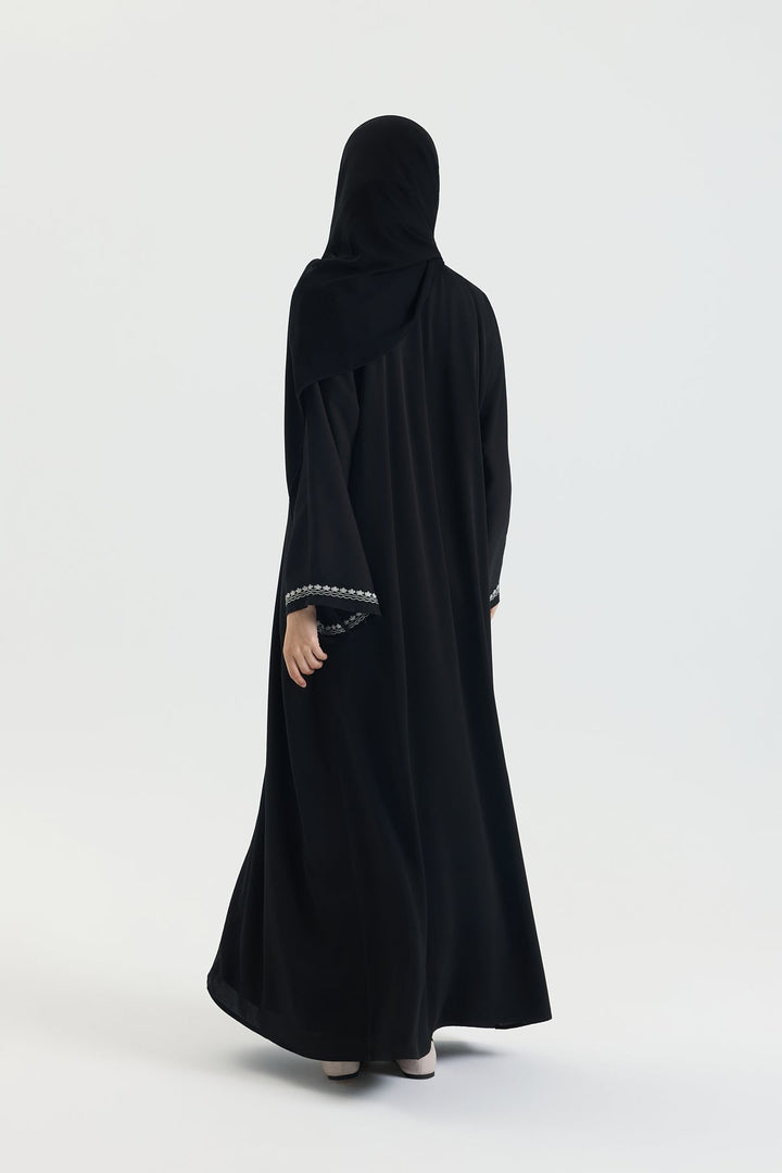 Exclusive Japon İpeği Yonca Nakış Abaya Hubab Abaya