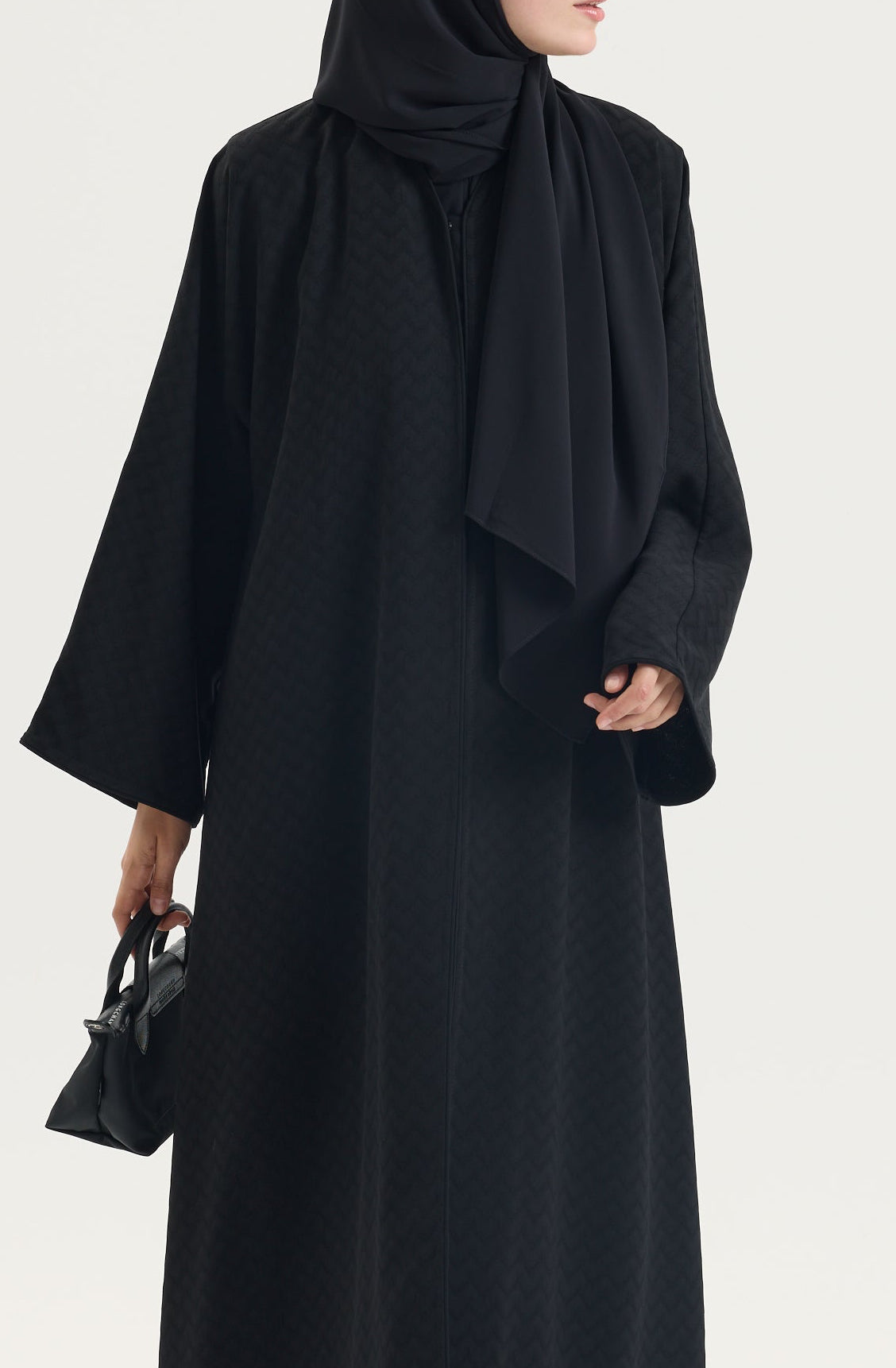 Siyah Japon Şifon Şal Hubab Abaya