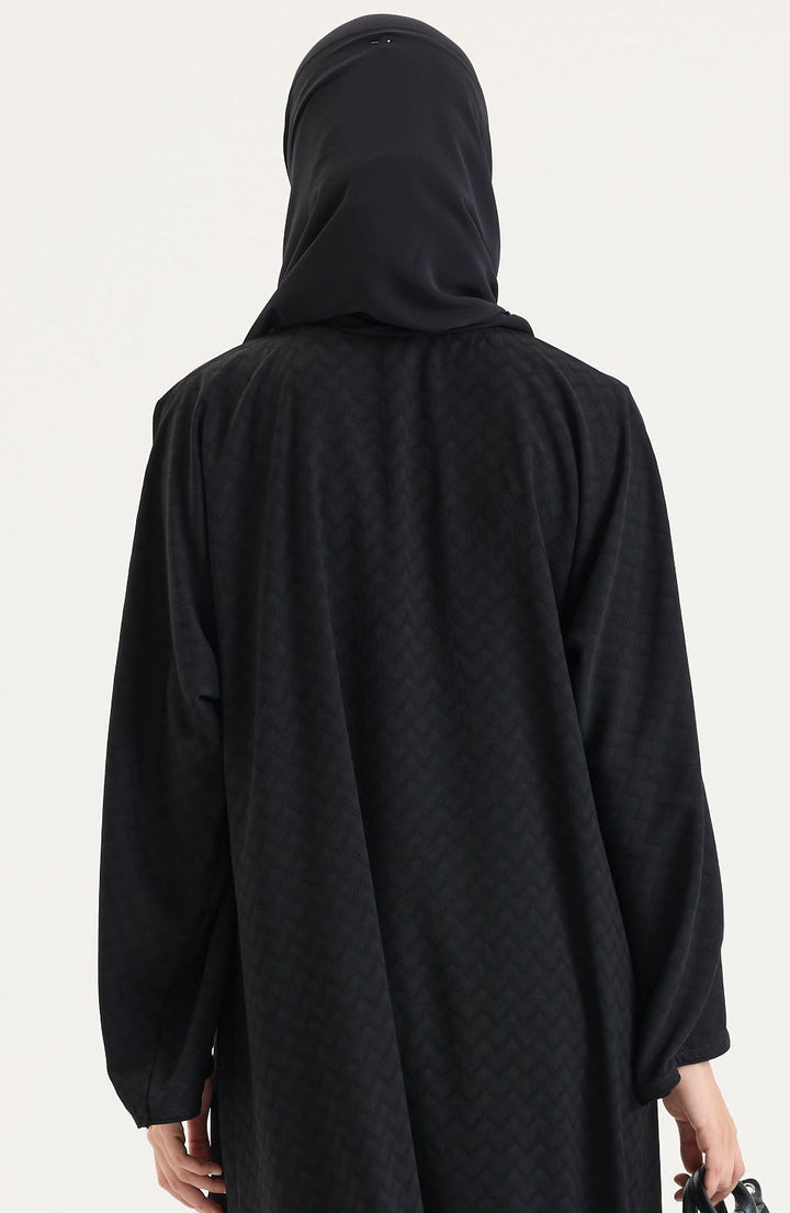 Siyah Japon Şifon Şal Hubab Abaya