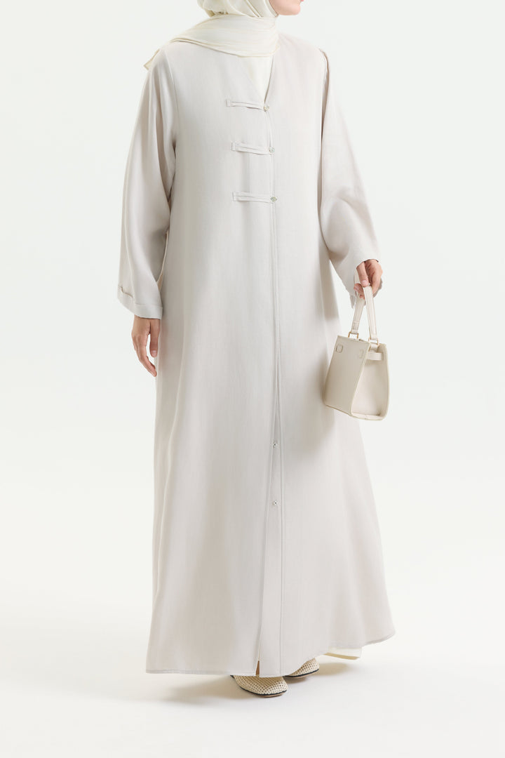 BRİT DETAYLI SEDEF KUPRA ABAYA Hubab Abaya