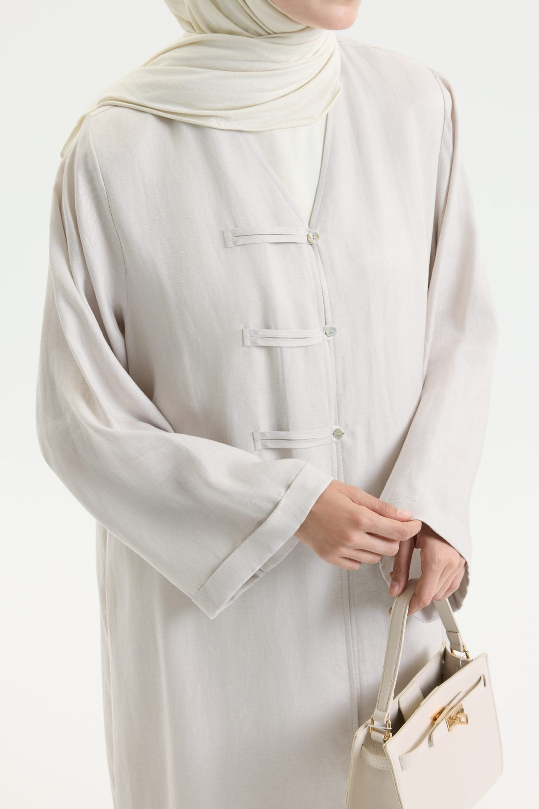 Brit Detaylı Sedef Kupra Abaya Hubab Abaya