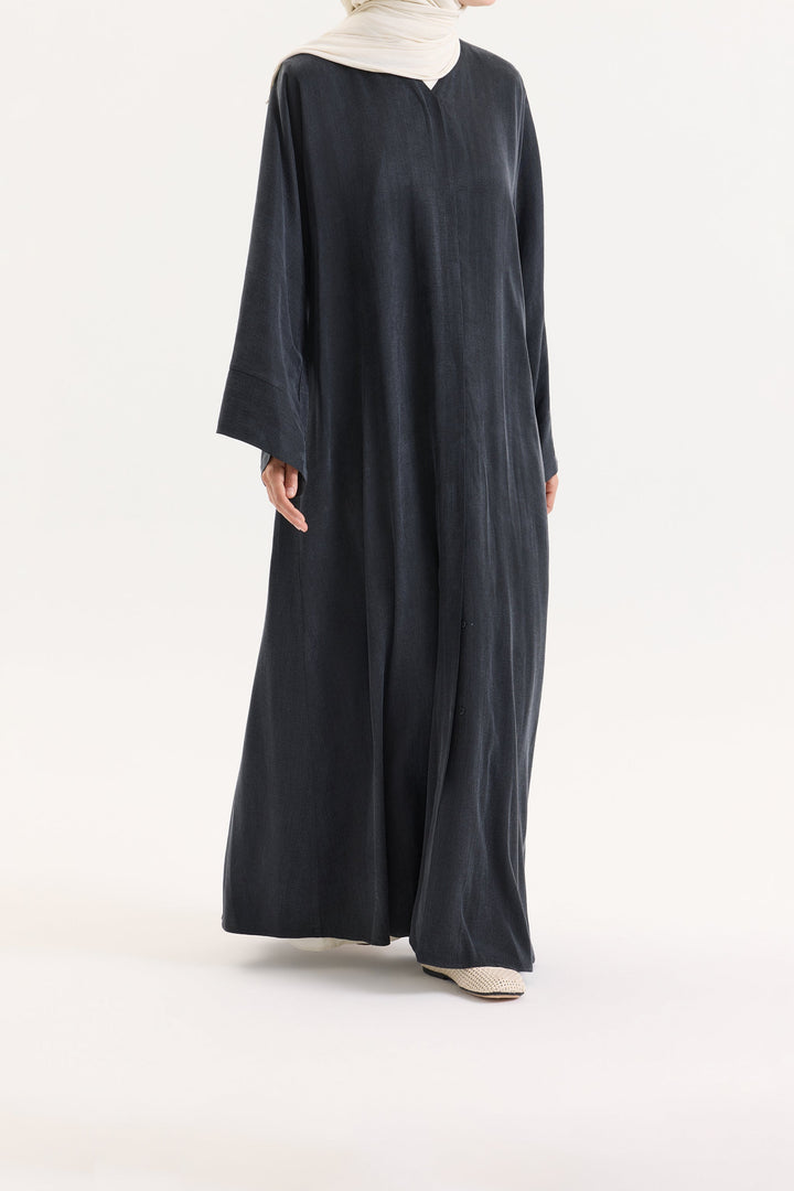 Bambu İpek Antrasit Abaya Hubab Abaya