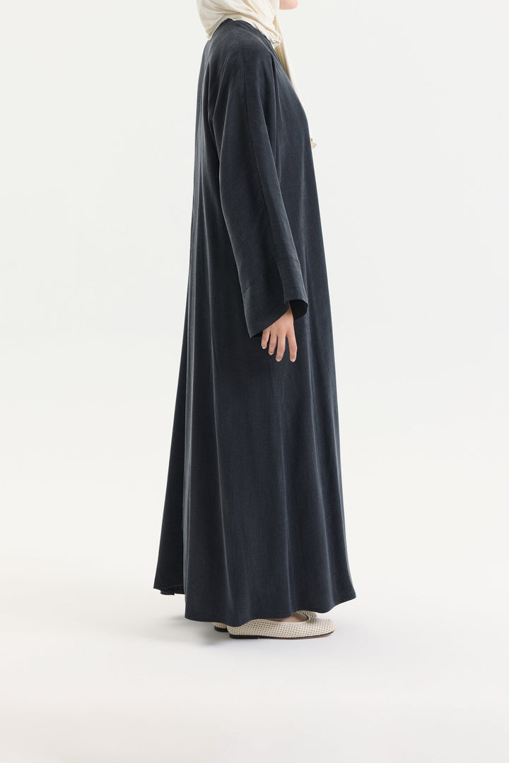 Bambu İpek Antrasit Abaya Hubab Abaya