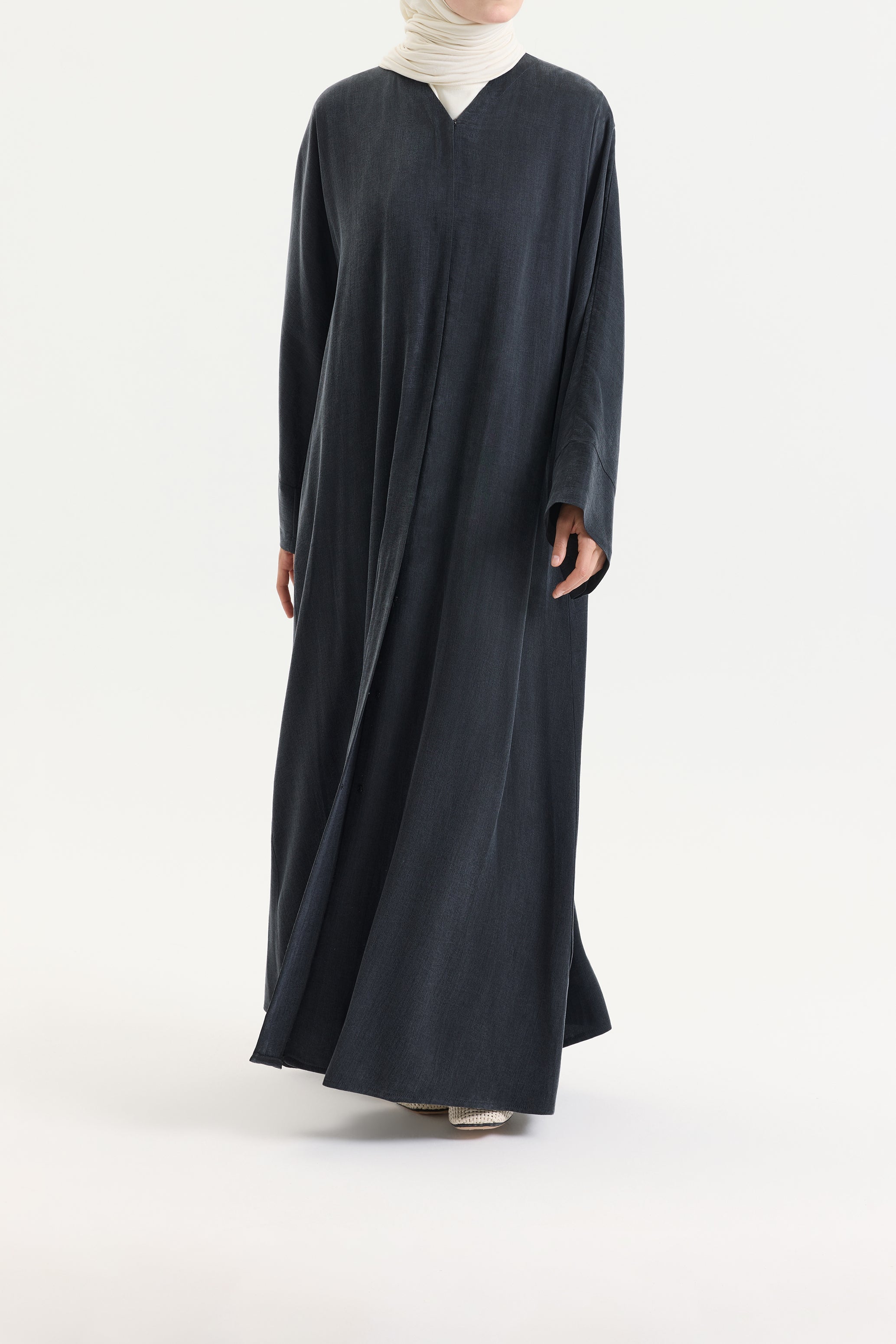 Bambu İpek Antrasit Abaya Hubab Abaya