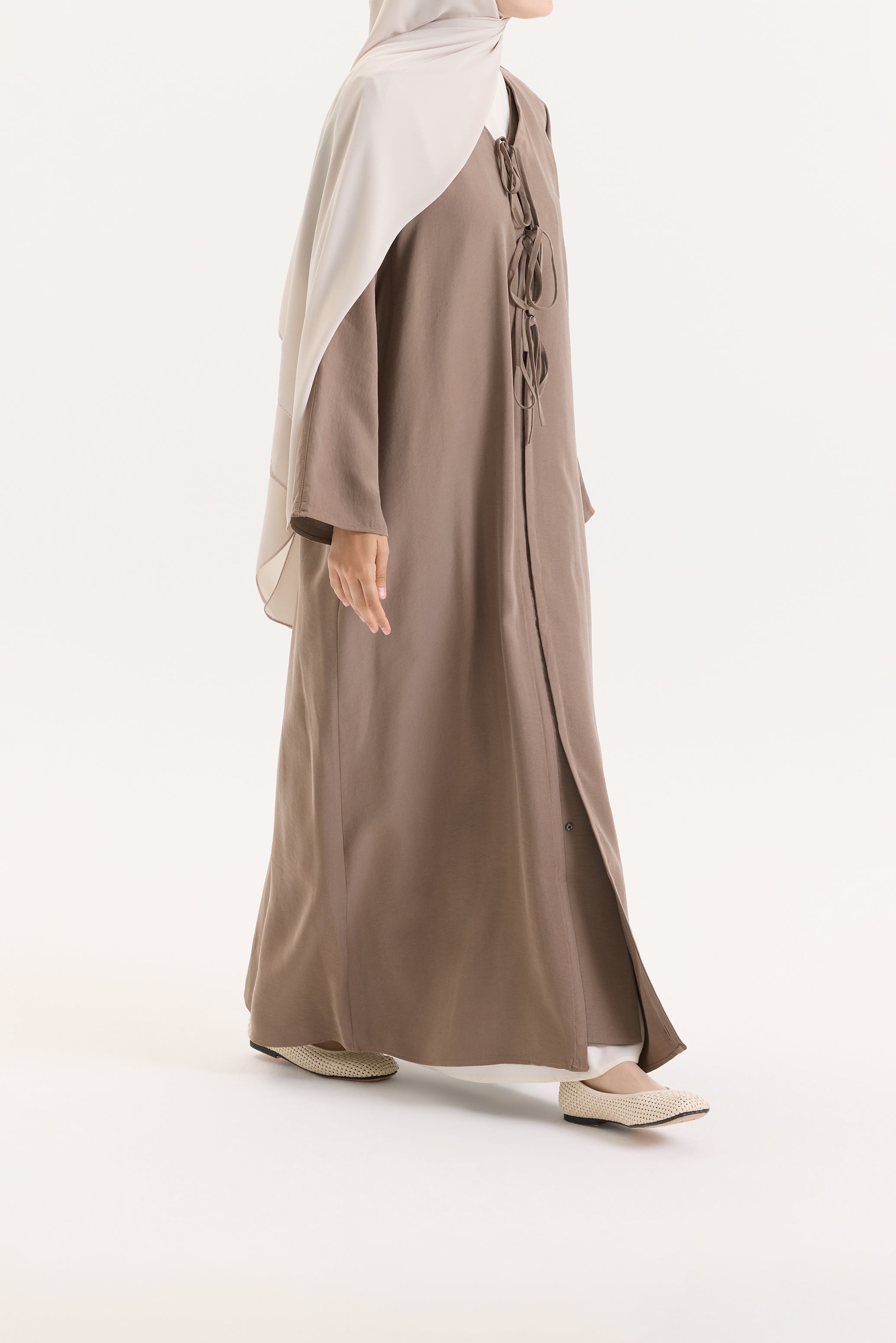 Önden Bağlamalı Vizon Bow Abaya Hubab Abaya
