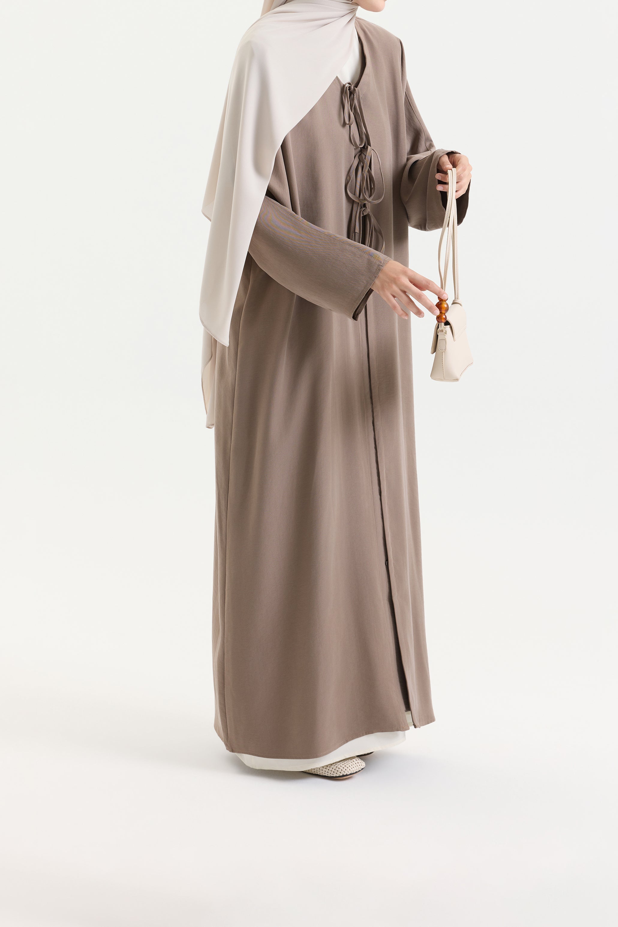 Önden Bağlamalı Vizon Bow Abaya Hubab Abaya