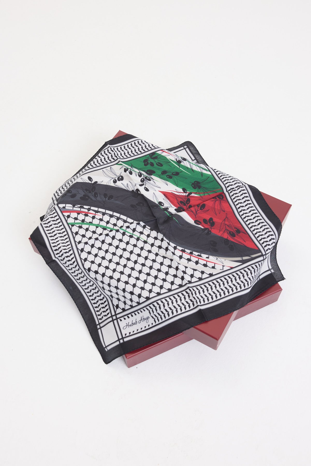 Zeytin Desenli Filistin Kefiyesi Hubab Abaya