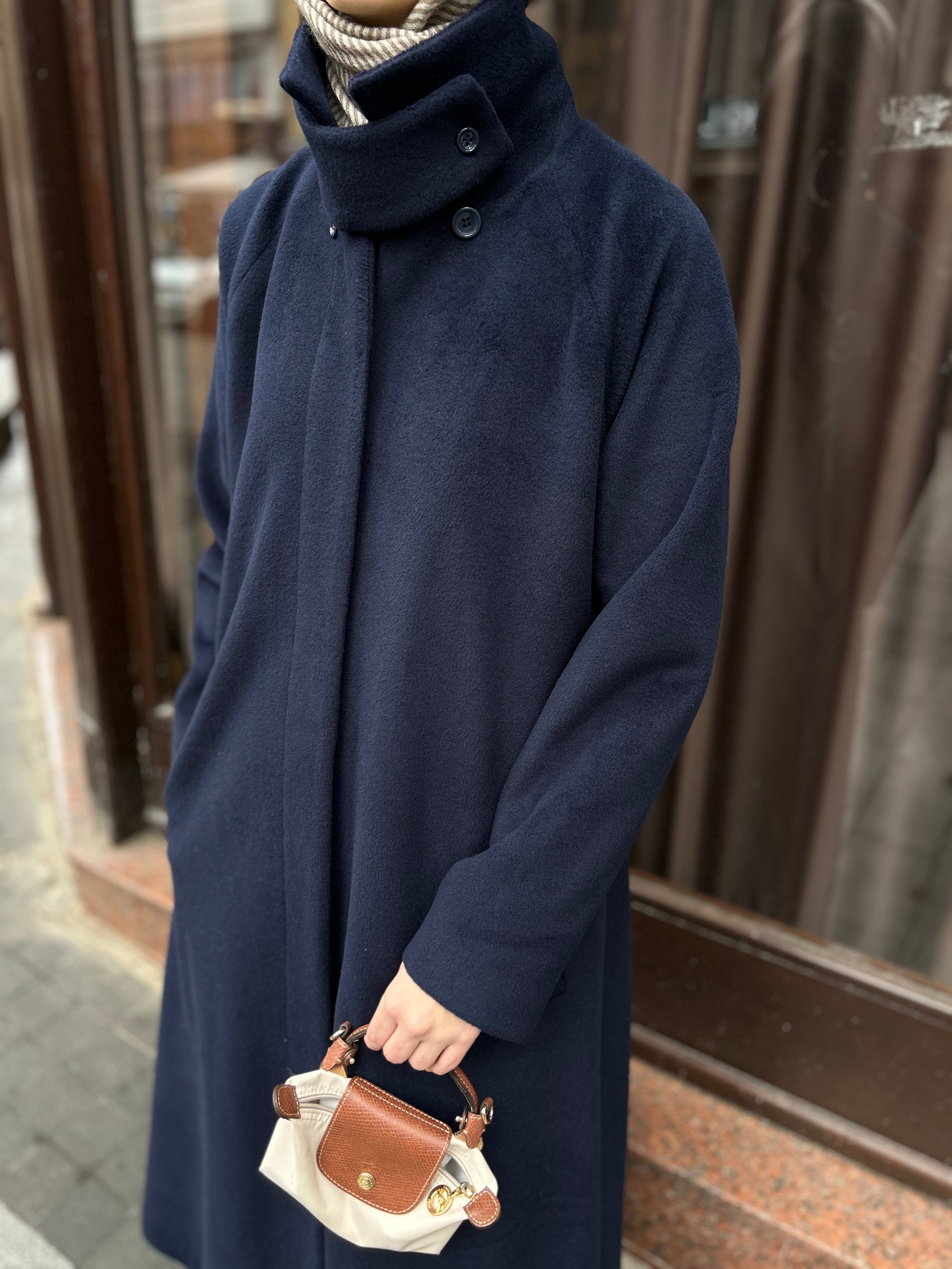 Casual Lacivert Kaşe Kaban Hubab Abaya