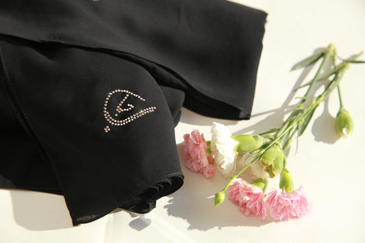 Swarovski Logo Şal Hubab Abaya