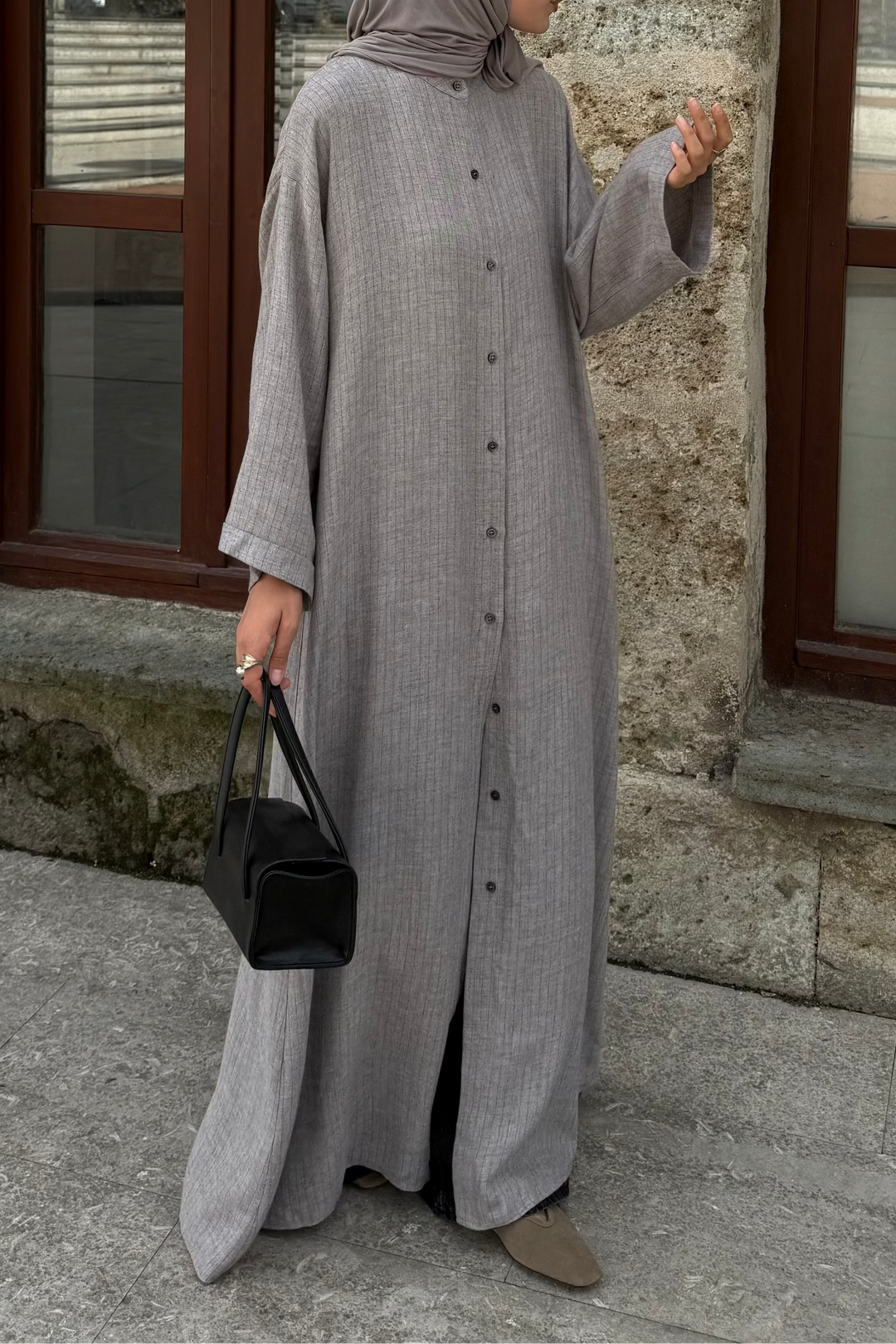 Daily Abaya Gri Hubab Abaya