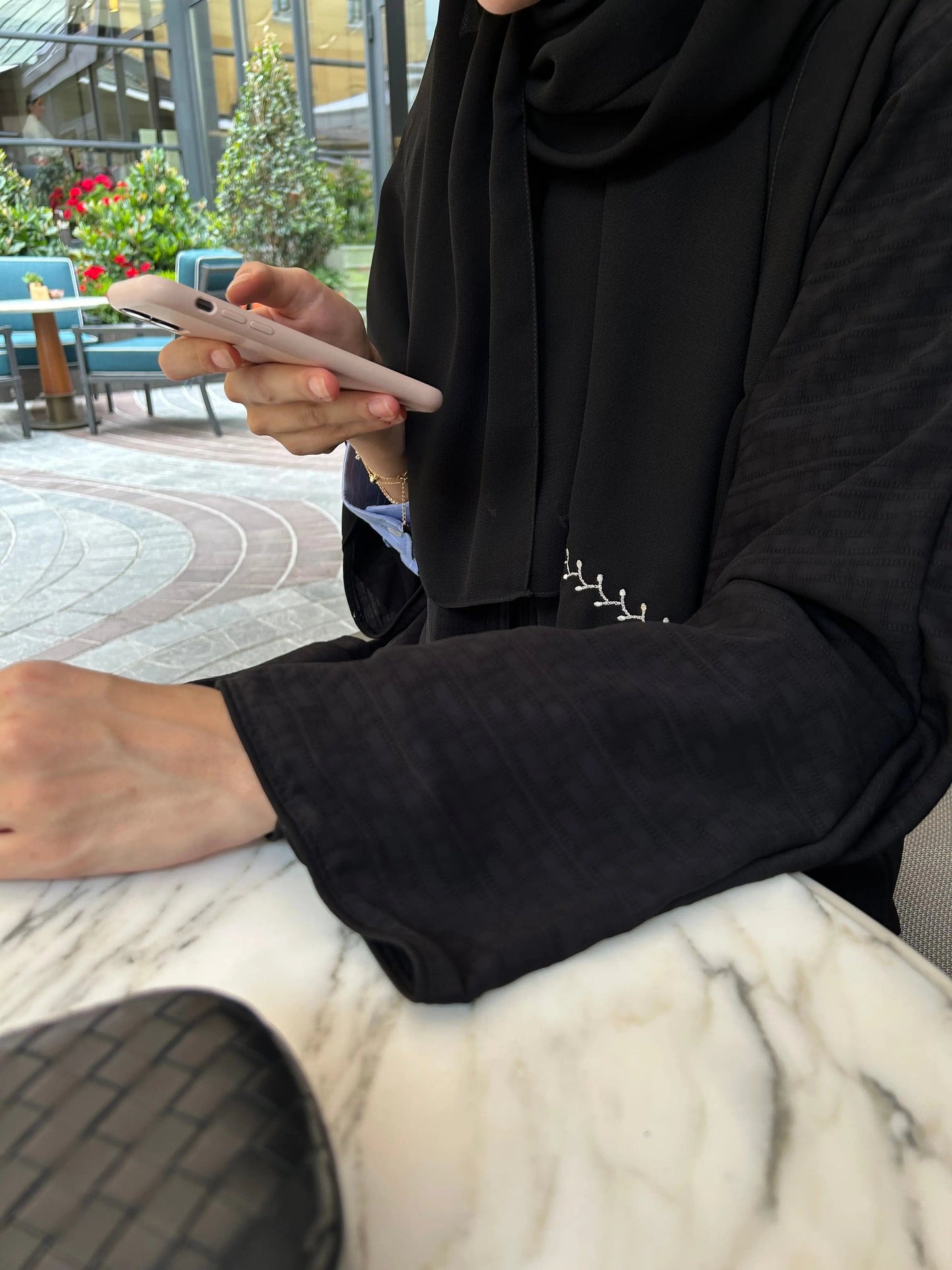 Elit Abaya Mini Zincir Desen Tesettür Kadın Giyim Hubab Abaya