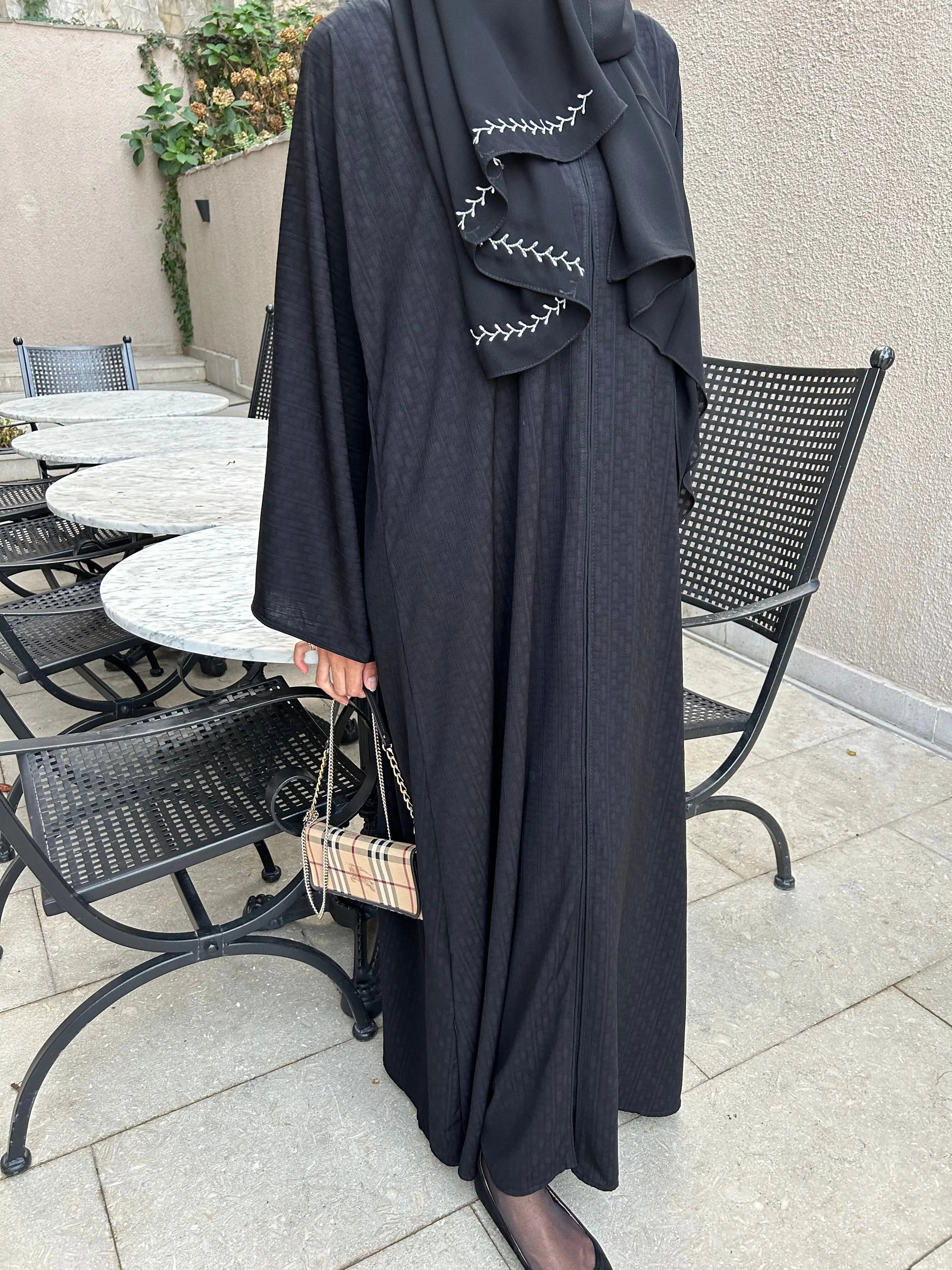 Elit Abaya Mini Zincir Desen Tesettür Kadın Giyim Hubab Abaya