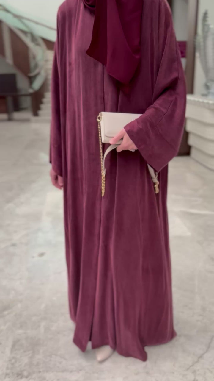 Bordo Bambu İpek Abaya